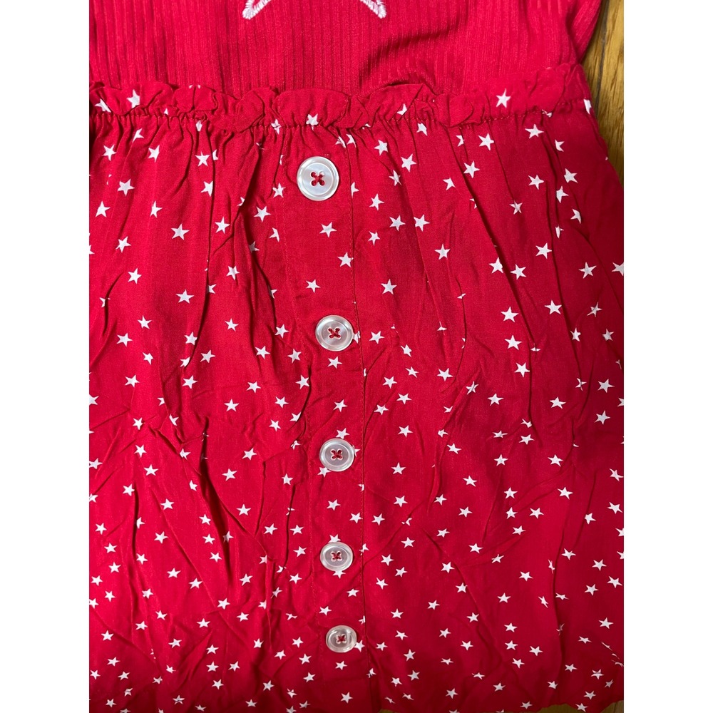 Girls Red Star Print Ribbed Sleeveless Dress Size 4T NWT patriotic/ July 4th - Picture 2 of 6